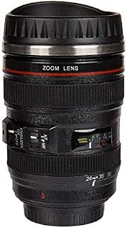 Out of the Blue" Camera Lens Mug with Stainless Steel Insert, Black, 9 x 9 x 15 cm