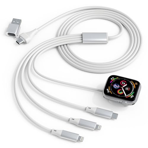 4 in 2 USB C Multi Charging Cable for Apple Watch Charger-Portable Magnetic Fast Charging Cord,MFi Certified & Data Sync,Travel Charger for iWatch Ultra/SE2/10/9/8/7/6/5/4/3/2/1/SE,iPhone 16 15 14-6FT