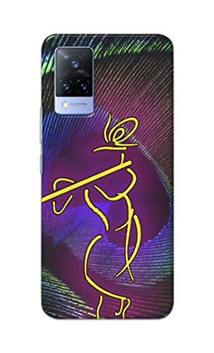 Image of PRINTFIDAA Lord Krishna On Peacock Feather Hard Back Cover for Vivo V21 (5G) Back Cover -(P6) KAT1007