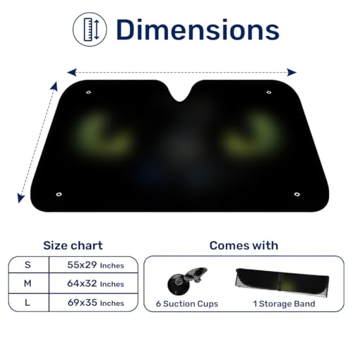 GENANY Black Dragon Windshield Sun Shade for Car SUV Truck (64x32 Inches), Sun Shade Windshield, Shades for Front Windows, Sunshade for Car Windshield, Protector Blocks UV