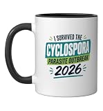 I Survived the Cyclospora Parasite Outbreak 2026 Funny Food Ceramic Mug, Black/White, 11oz