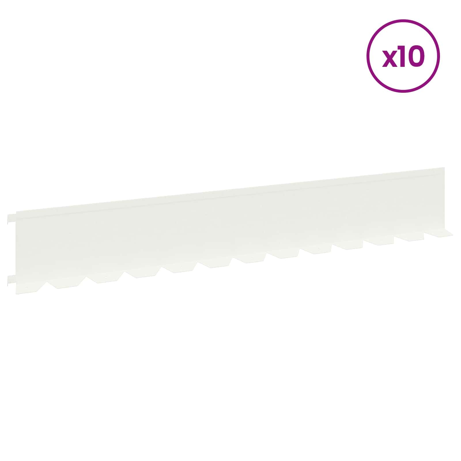 Obramowanie trawnika, 10 sztuk, biała stal, 102 x 15 x 4 cm, odporne na warunki atmosferyczne, elastyczne obramowanie rabatek do ogrodu, tarasu, ścieżki, obrzeża rabatek i roślin