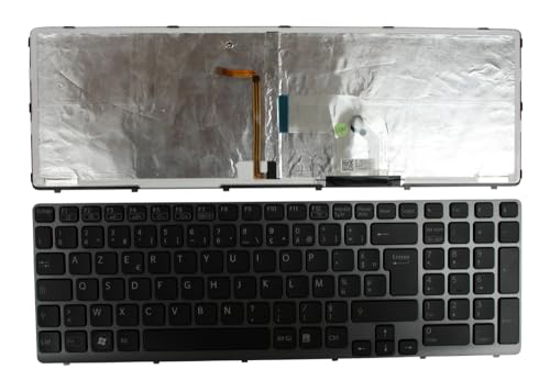 Clavier de remplacement français gris rétroéclairé noir pour portable Sony Vaio SVE15124CXS