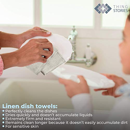 Pure 100% Linen Flax Washcloths - 4-Pack Natural Linen Dish Towels And Dish Cloths Set - Tea Towel Cloth Napkins - Small Hand Towels For Kitchen #TOP3