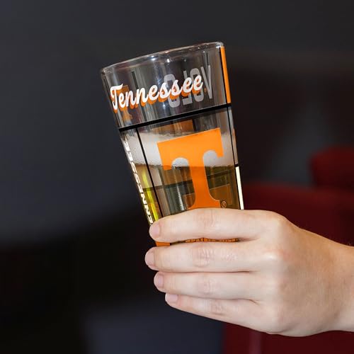 Image of Logo Brands NCAA oz Stained Glass Pint Glass - 3D Embossed Logo & Bold Team Colors - Durable Sports Fan Beer Glass for Home, Bar & Tailgates
