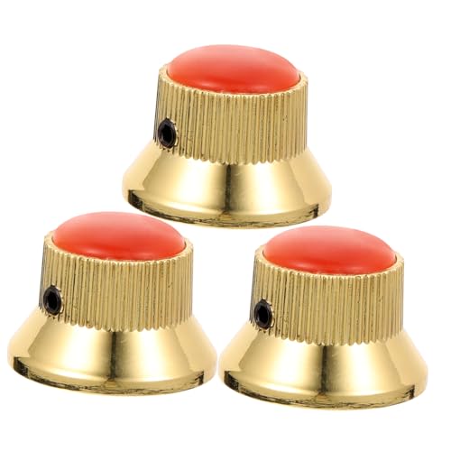 OFFSCH 3pcs Gold Knob Red Stone Electric Guitar Bass Volume Knobs Replacement for Guitars
