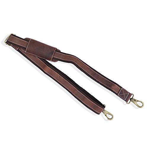 Image of RUSTIC TOWN Leather Bag Replacement Shoulder Strap - Adjustable /Comfortable Strap with Shoulder Padding for all Duffle, Satchel, Messenger, Briefcase Bag (Mulberry Belt with White Stitching)