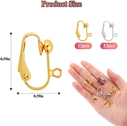 24Pcs Clip On Earring Converters, Earring Converters Pierced to Clip, clip On Earrings for Jewelry Making, Earring Backs Parts, DIY Earring, Earring Accessories (Gold and Silver)