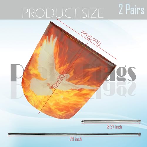 4 Pcs Set 32 inch Praise Dance Worship Flags with Scalable Rod for Adult Outdoor Practice Performance Semicircle Praise Church Flags for Worship Dance DOVE#