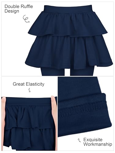 Resinta Girls Leggings Warm Pants School Uniform Pants Stretchy Soft Leggings with Skirt 4-14 Years2