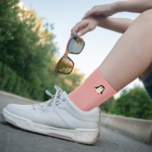Image of Eurzom 10 Pairs Socks Womens Crew Elastic Ankle Length Cotton Socks Aesthetic Cute Lightweight Low Cut Gifts for Women