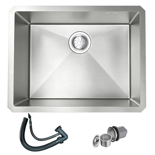 Weejian Undermount Kitchen Sink 24x18 Inch Single Bowl Stainless Steel Brushed Finish Undermount Sink 16 Gauge Heavy Duty Kitchen Sink Undermount - Sink Body Only with Drain Included