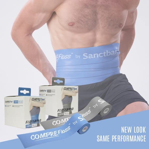 Sanctband Comprefloss FlossBand - Level 2 Medium 2" X 2m Blue, Muscle Recovery Band For Mobility & Soreness