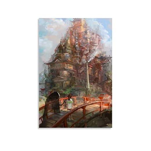 Póster de El Viaje De Chihiro en lienzo para decoración de la pared del hogar, impresión moderna de la decoración del dormitorio familiar de 24 x 36 pulgadas (60 x 90 cm)