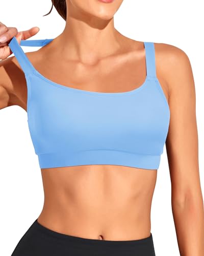 Image of Tempt Me Women Sports Bra Swim Crop Tops Only | Scoop neck, Bathing suits top, Removable cups, Adjustable straps