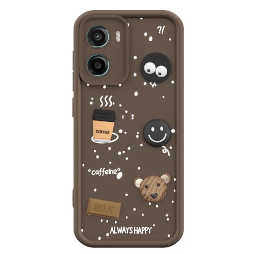 Image of Pikkme Back Cover for Motorola Moto G05 | 3D Bear Silicone Cute & Fun Coffee Cartoon | Full Body Protection Bumper Case (Brown)