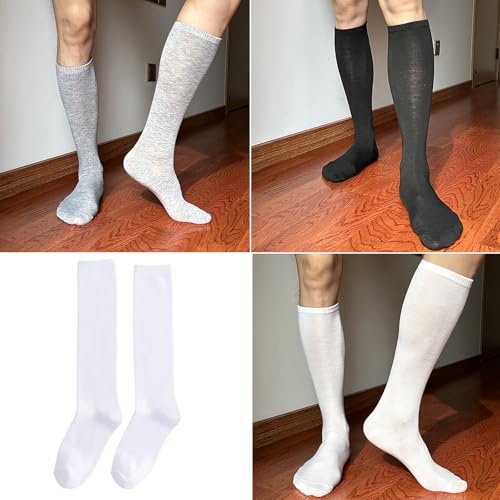Men's Knee Length Cotton Socks Breathable Comfortable Solid Color Long Calf Dress Stockings for Business and Casual2