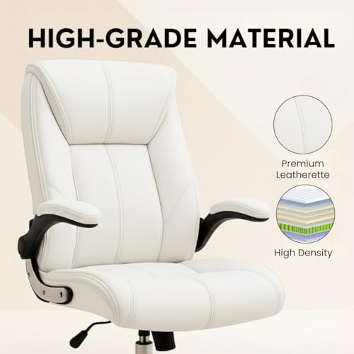 Image of Lakdi The Furniture Co High-Back Directior Office Chair and Executive Chair, Ergonomic Leatherette Desk Chair|Adjustable Arm Rest for 5-Year Warranty & Free Assembly-111012161 White