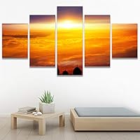 SIGNWIN 5 Panel Canvas Wall Art Modern Art Astronomy & Space Dramatic Minimalist Moon Multicolor Photography for Home Decorations Ready to Hang - 60