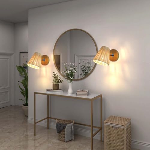 Lámpara de pared tejida a mano con base de cáñamo y diseño exclusivo orientable de 360° 5