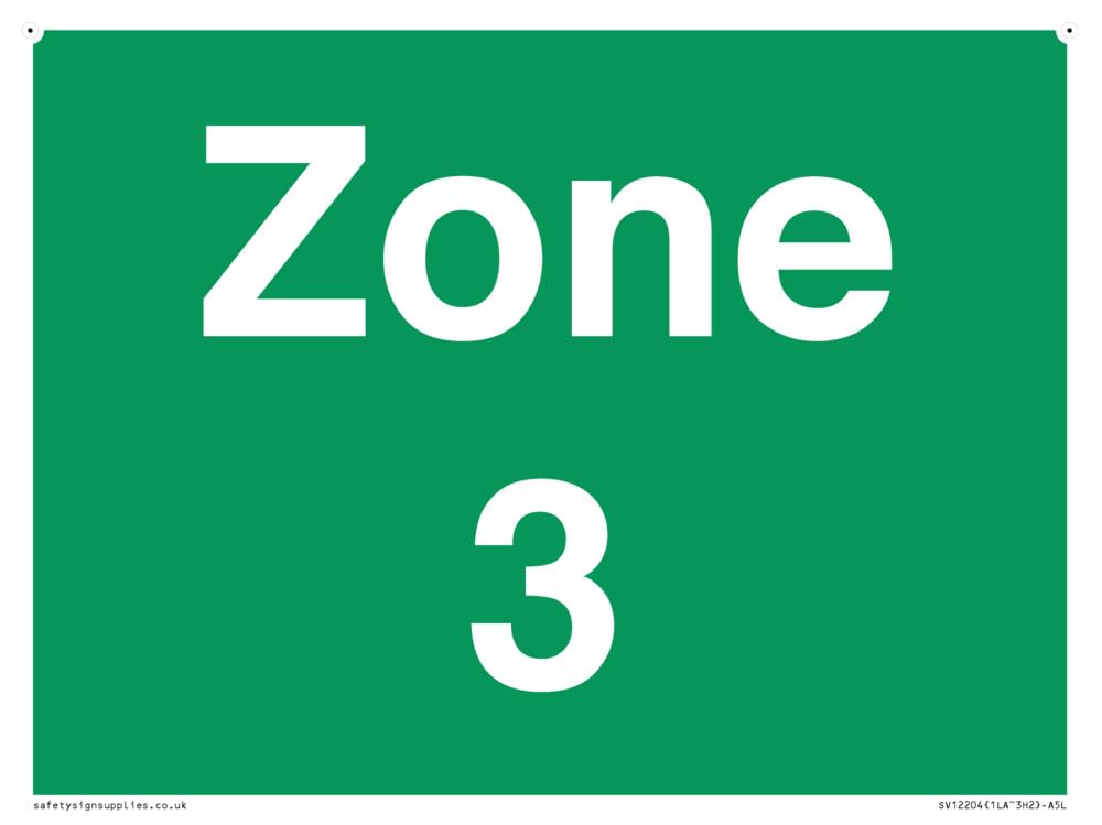 Zone 3 Sign - 200x150mm - A5L, Green/White