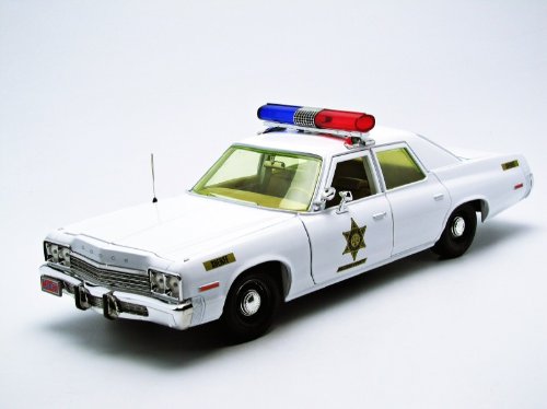 Johnny Lightning Dukes of Hazzard Roscoe's Sheriff White Police Car 1:18 Scale Diecast Metal Car Model