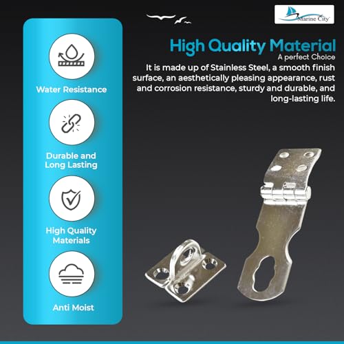 Image of MARINE CITY 316 Grade Stainless Steel Easy Install Door Hasps Heavy Duty Swivel Safety Hasp with Turning Padlock Eye Mount Catch Latch Lock for Marines Boat