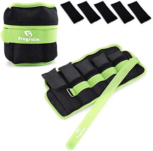Adjustable Ankle Weights 1-5 LBS Pair with Removable Weight for Jogging, Gymnastics, Aerobics, Physical Therapy, Resistance Training|Each 0.5-2.5 LBS, Total 5LBS, Green