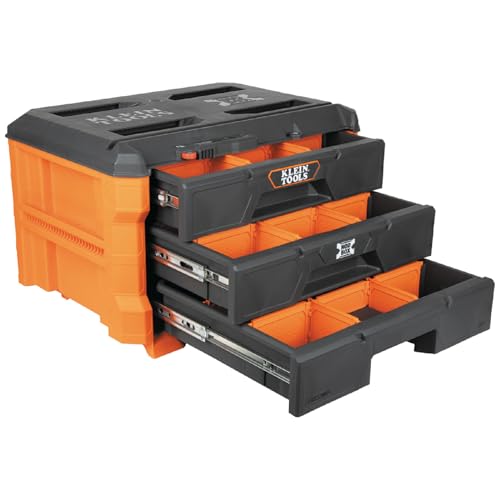 Klein Tools 54823MB MODbox 3-Drawer Tool Box Organizer, Heavy-Duty Tool Storage, Stackable Module, 50-Pound Capacity