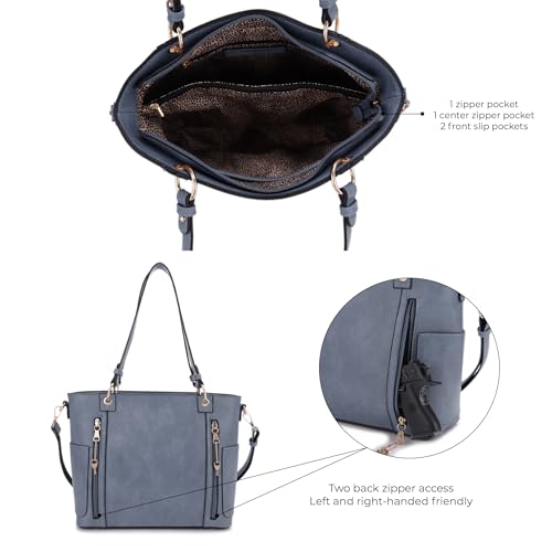 Image of JESSIE & JAMES | Austin Whipstitching Concealed Carry Tote Bag with Lock and Key, Top Handle CCW Purse | Whipstitching, Concealed Carry, with Lock and Key, Top Handle, CCW