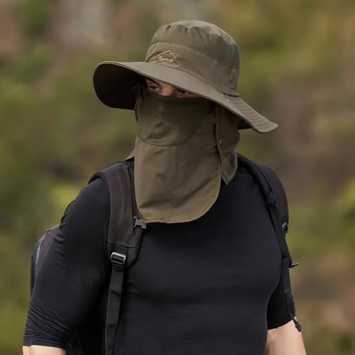Image of Sun Hats for Men Women Fishing Hat UPF 50+ Breathable Wide Brim Summer UV Protection Hat