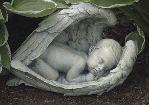 Roman 14.5" Gray Joseph's Studio Sleeping Baby in Angel Wings Outdoor Patio Garden Statue