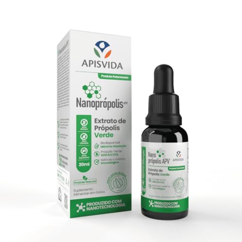 Apis Vida Nanoprópolis APV® - Extrato de Própolis Verde - Estimula o Sistema Imunológico - Sem Álcool e Zero Glutén - 20ml