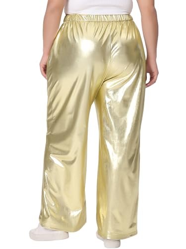Agnes Orinda Plus Size Metallic High Waist Stretchy Jogger Pants for Women Holographic Hip Hop Streetwear4