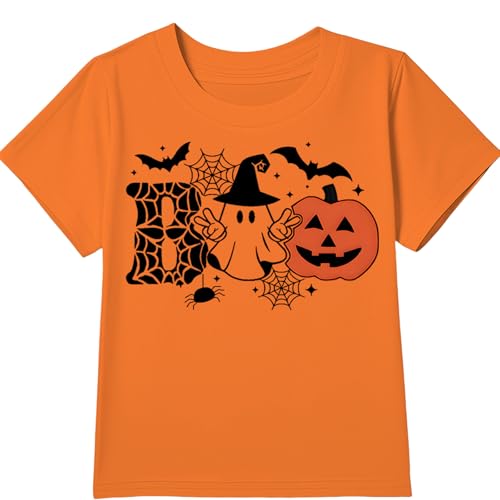 Boys Halloween Shirt Toddler Pumpkin T-Shirts Kids Ghost Short Sleeve Tee Tops 2025 (3-10 Years)