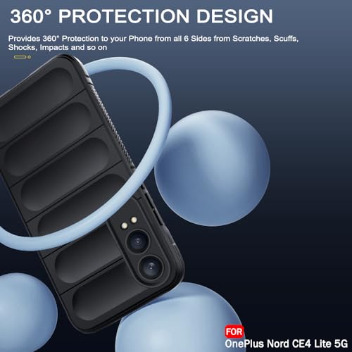 Image of TheGiftKart Liquid Silicon Back Cover Case for OnePlus Nord CE 4 Lite 5G | ShockProof Military Grade Protection | Micro-Fibre Cloth On Inner Side | Built-in Anti-Slip Grip Back Case Cover (TPU, Black)