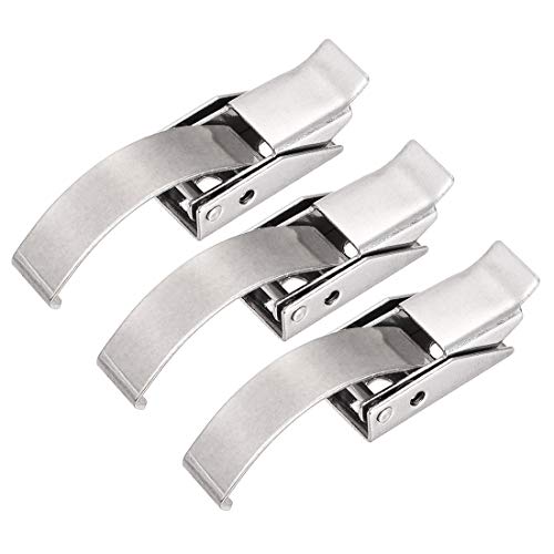 Image of uxcell 1.83-inch SUS304 Stainless Steel Draw Toggle Latch with Spring-Steel Hook - 3 Pcs