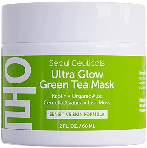 Korean-Skin-Care-Green-Tea-Face-Mask--Korean-Face-Mask-Skincare-K-Beauty-Face-Masks-Contains-Kaolin-Clay-Centella-Asiatica--Hydrating-Facial-Mask-for-Sensitive-Skin-Korean-Beauty-Spa-Mask-2oz SeoulCeuticals Korean Skin Care Face Mask for Sensitive Skin - Korean Skincare Green Tea Wash Off Masks - K Beauty Face Masks - Aloe Vera Mask + Centella Asiatica Hydrating Facial Spa Mask 2oz