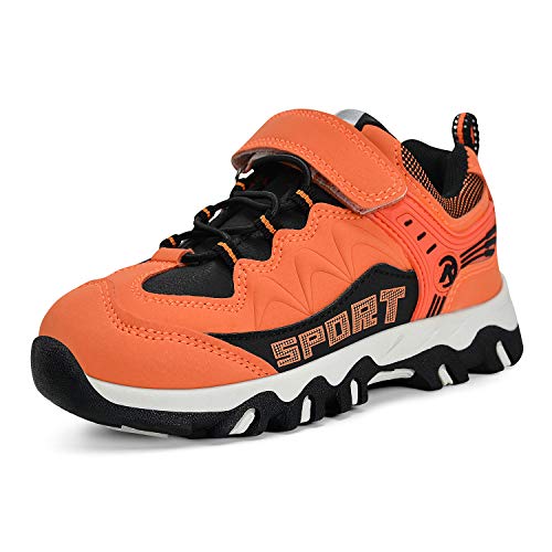 MARSVOVO Boy’s Shoes Waterproof Hiking Shoes Tennis Running Shoes Sneakers Orange/Black 9 Toddler
