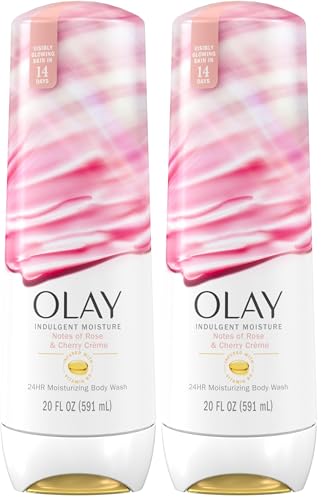 Image of Olay Body Wash for Women,Indulgent Moisture,24hr Moisturizing & Nourishing Formula,Infused with Vitamin B3 Complex,Luxurious Fragrances,Rose & Cherry Creme Scent,20 fl oz,(Pack of 2)