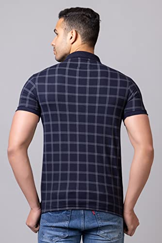Image of PRORIDERS Half Sleeve 100% Pure Cotton Fabric Collared Regular Fit Men's Polo Checkered Tshirt with Pocket for Casual wear