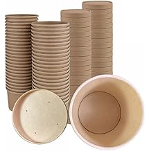 Disposable Soup Containers with Lids 8oz Kraft Paper Bowls - Eco-Friendly, Leak-Resistant, Biodegradable Food Containers for Hot or Cold Meals, Ice Cream, Salads 500 Packs