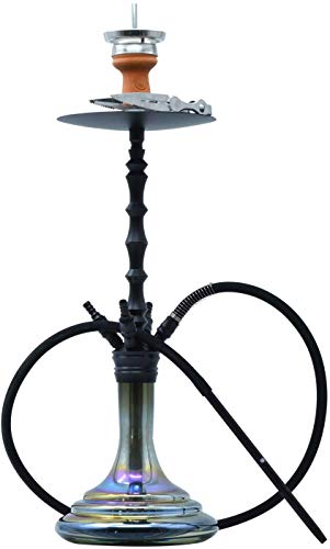 4 Hose Hookah Complete Set, Trilogy Modern Glass Hookah with Aluminum Stems Clay