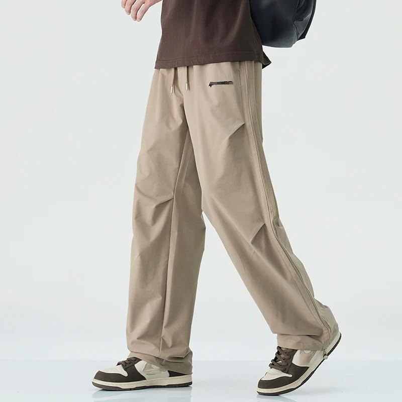 Summer Vintage Casual Men's Baggy Pants Korean Straight Loose Wide Leg Trousers3