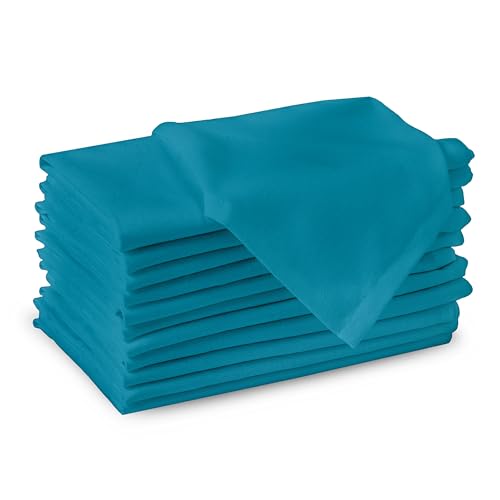 Image of Encasa XO Cotton Napkins for Dining Table | Set of 12, Size 43x43 cm | Machine Washable Reusable Table Napkin, Soft & Absorbent, Elegant Table Decor for Kitchen, Hotels, Party - Azul Blue