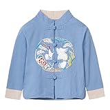 Mud Kingdom Little Boys Tang Jacket Cute Chinese Traditional Shirt Happy New Year Blue 5T