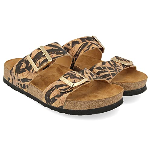 HAFLINGER Bio Andrea Leather Mules Sandals, Corkmulti Zebra 1702, 9.5 US