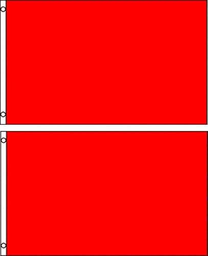AES Paquete de 2 banderines de 2 x 3 pulgadas, color rojo, liso, color blanco, con ojales de bandera de 2 x 3 pies