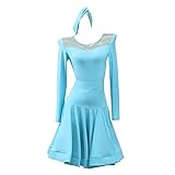 ONUYGCFH Girl Long Sleeve Latin Performance Outfit Child Salsa Dance Dresses Cha Cha Competition Costume Dancewear for Samba,Blue,S