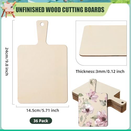 AWIZOM Tabla de Cortar Mini de Madera sin Acabado con Mango 36 Piezas miniatura 2